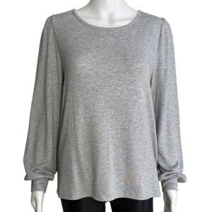 LOFT Gray Open-Back Balloon Sleeve Knit Top – Size M